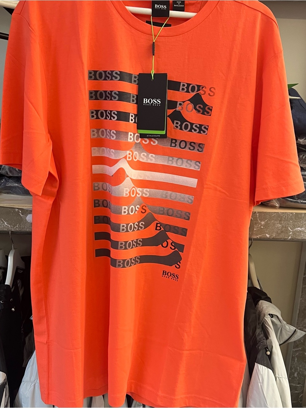 Hugo Boss Orange Short-Sleeve Logo Tee with Metallic Print